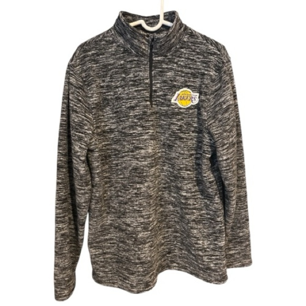 NBA LA Lakers Quarter-Zip Gray Fleece Sweatshirt Men’s Size M Basketball